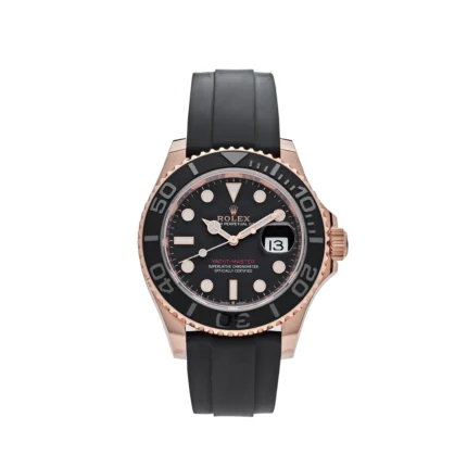 Rolex Yacht-Master Rose Gold Black Dial Oysterflex
