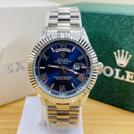 Rolex Day-Date Fluted Bezel Blue Dial