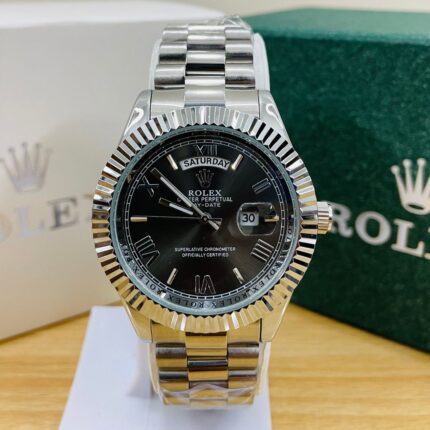 Rolex Day-Date Fluted Bezel Black Dial
